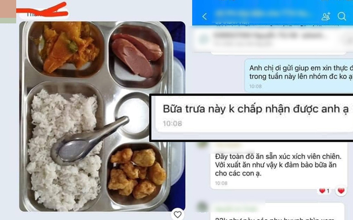 Xôn xao bữa ăn bán trú 1 trường tiểu học ở Hà Nội toàn đồ ăn sẵn: 2 miếng xúc xích, 8 miếng viên chiên!