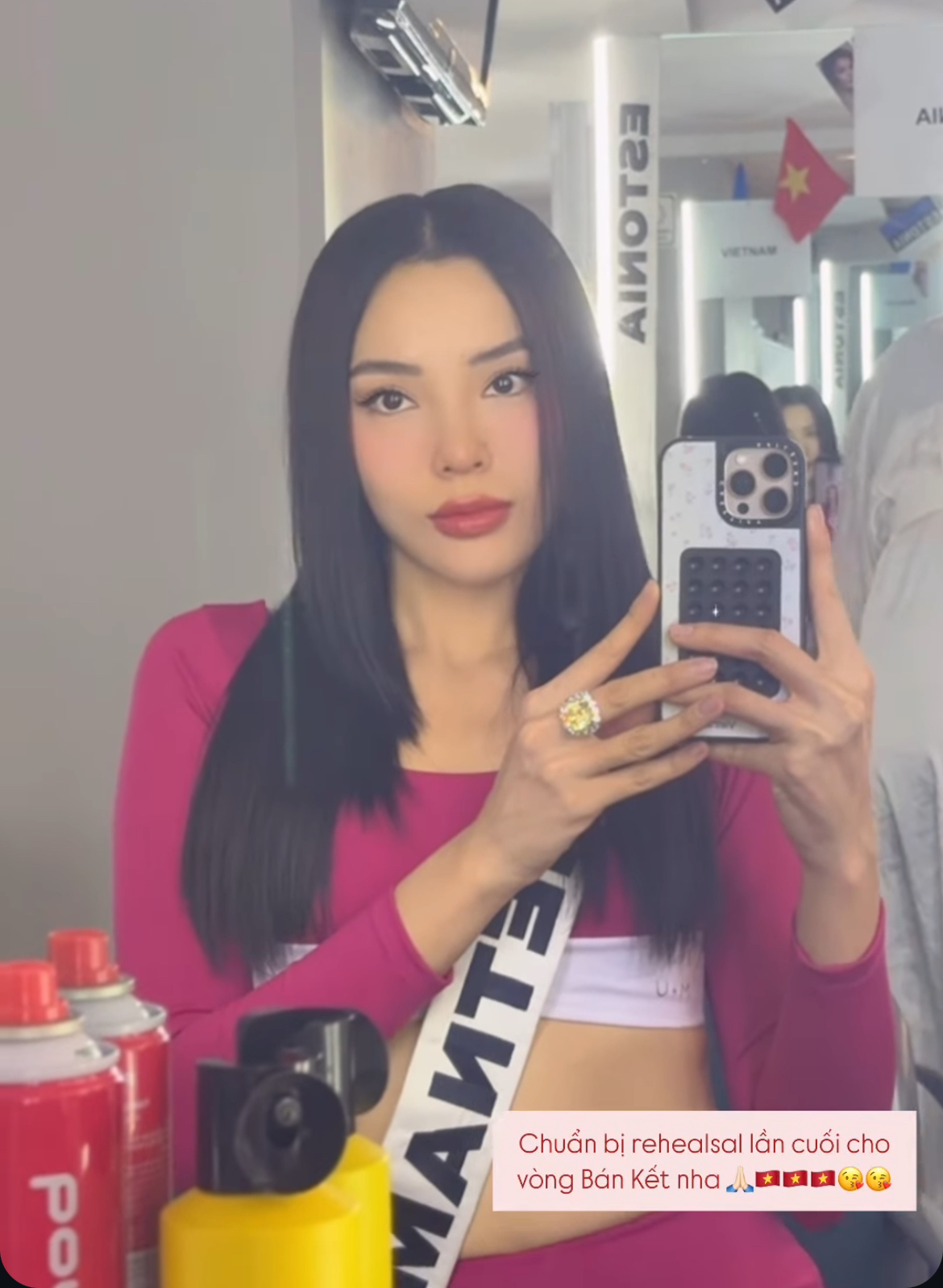 Kỳ Duyên ngay trước giờ G Bán kết Miss Universe: Thần sắc tươi tắn, hô vang Việt Nam đầy tự hào trong tổng duyệt - Ảnh 2.