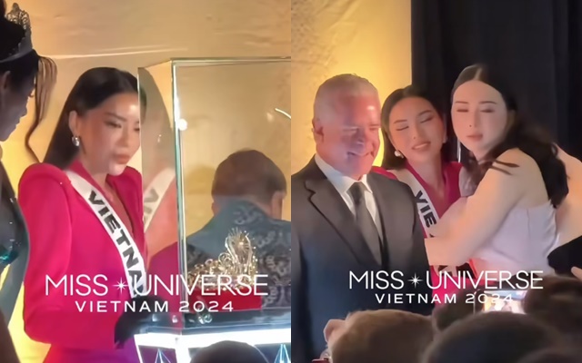 Kỳ Duyên xuất hiện bên vương miện Miss Universe 2024, đương kim hoa hậu và chủ tịch cuộc thi có thái độ gây chú ý