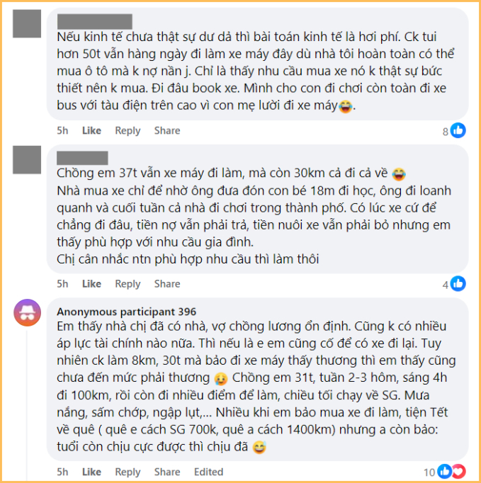 Nuôi ô tô tốn 7 triệu/tháng thấy cũng mệt, nhưng vẫn chần chừ không bán vì “thương chồng 30 tuổi phải lái xe máy 8km đi làm”- Ảnh 2.